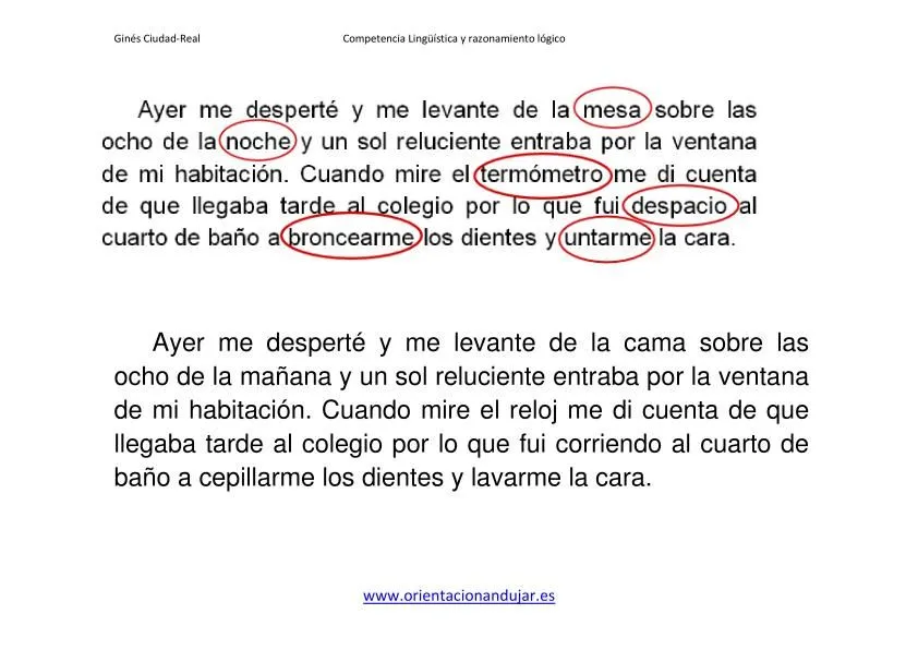 ABSURDOS EN PÁRRAFOS Nivel avanzado -Orientacion Andujar ABSURDOS EN PÁRRAFOS Nivel avanzado -Orientacion Andujar