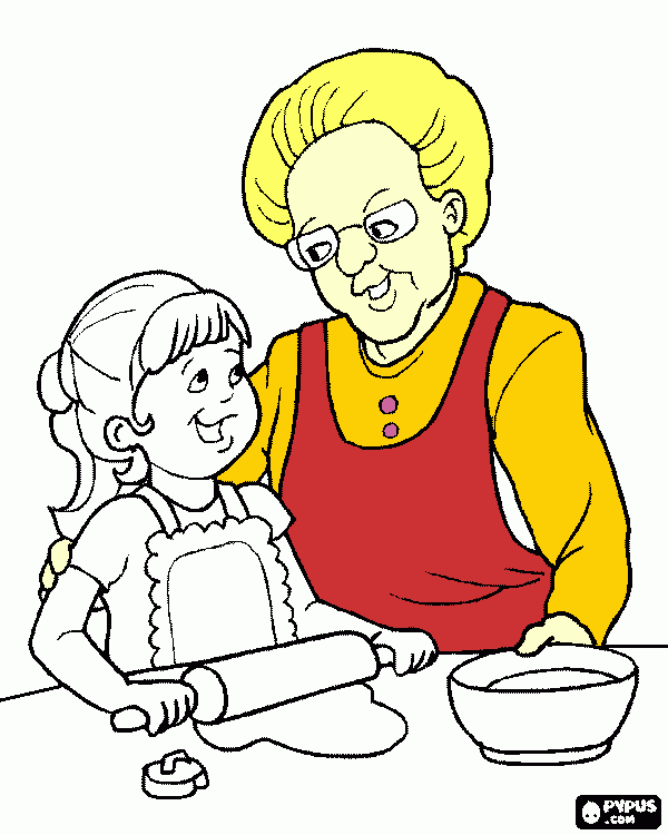 abuelita cocina para colorear, abuelita cocina para imprimir