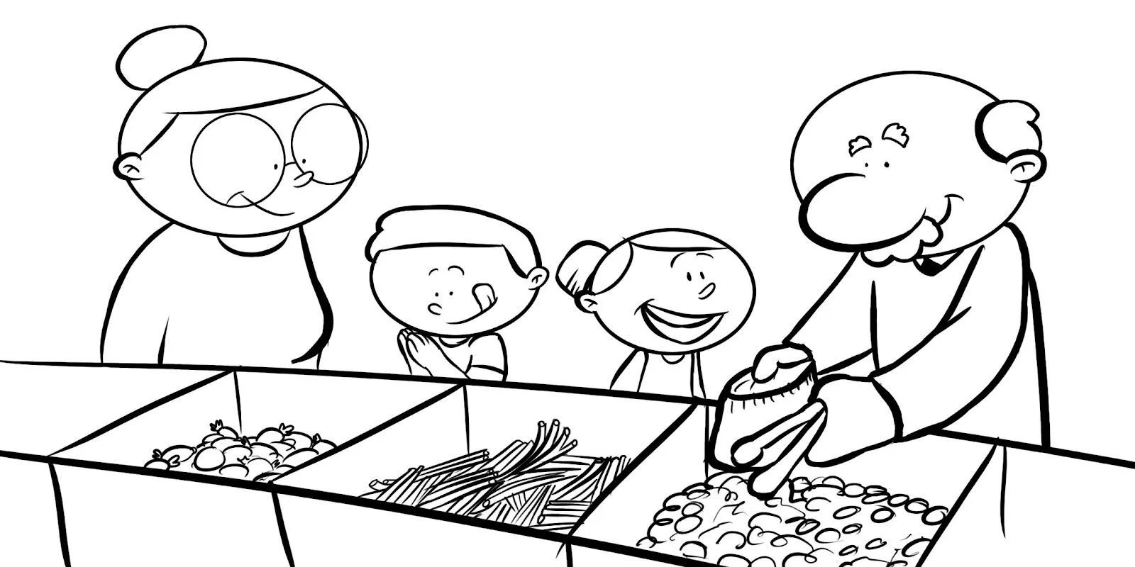 Abuelos de compras - Dia del Abuelo para colorear ~ Dibujos para ... Abuelos de compras - Dia del Abuelo para colorear ~ Dibujos para ...