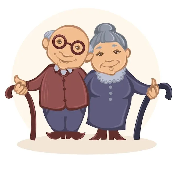 Abuelos en estilo de dibujos animados | Vector Premium
