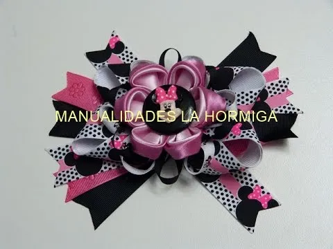 Accesorio cabello Niñas Minnie Mouse, con flores kanzashi en tela ...