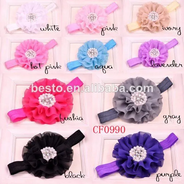 Accesorios centro peral rhinestone elástico bebé de la flor de ...