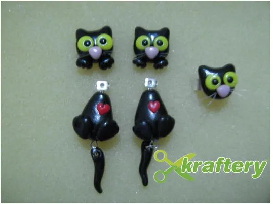 Aretes de porcelana fría con cristal checo negro tornasolado ...