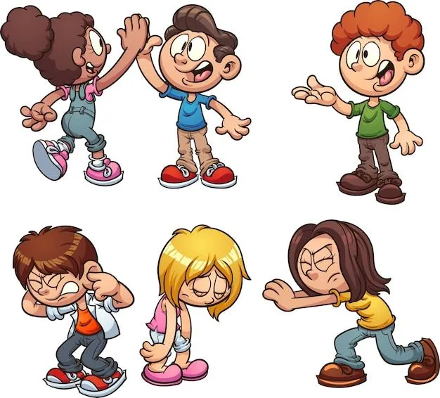 Acciones de niños de dibujos animados | Vector Premium Acciones de niños de dibujos animados | Vector Premium