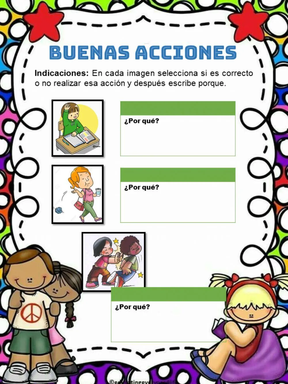 Buenas acciones worksheet | Live Worksheets Buenas acciones worksheet | Live Worksheets