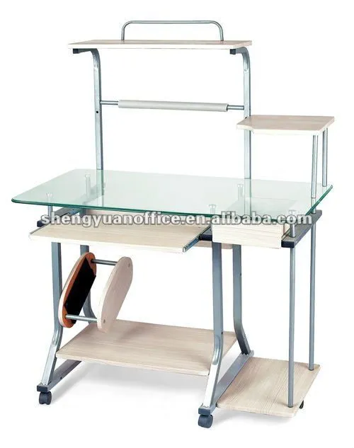 De acero inoxidable de escritorio SY-8129-Mesas de cristal ...