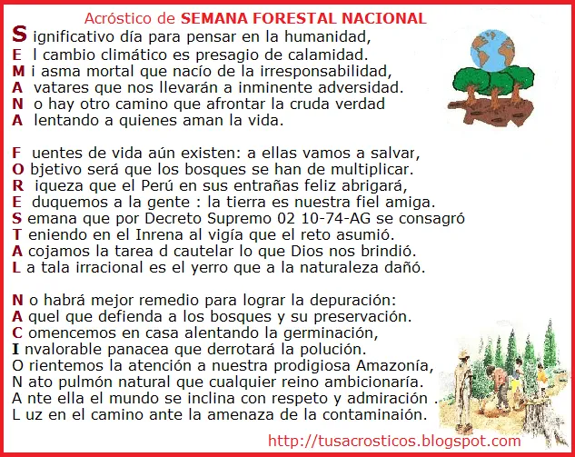 Acróstico de SEMANA FORESTAL NACIONAL : Acrosticos de amor ... Acróstico de SEMANA FORESTAL NACIONAL : Acrosticos de amor ...