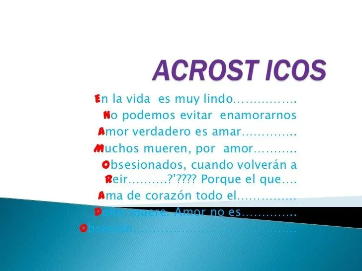 Acrosticos bryan dams