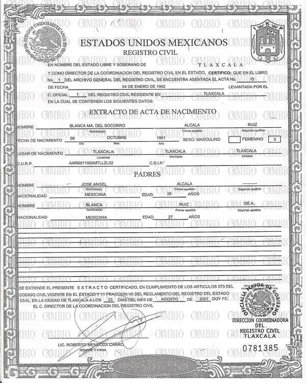 Acta de matrimonio para rellenar - Imagui