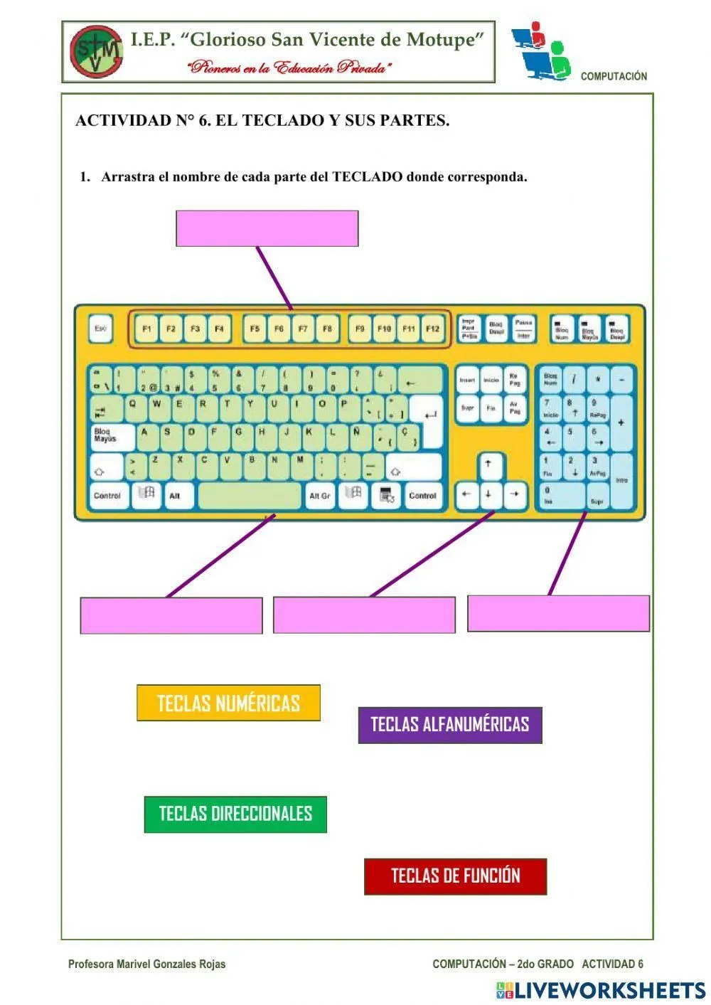 Actividad 6: el teclado y sus partes worksheet | Live Worksheets Actividad 6: el teclado y sus partes worksheet | Live Worksheets