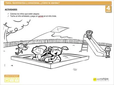 Actividad escolar de los sentimientos y emociones Actividad escolar de los sentimientos y emociones