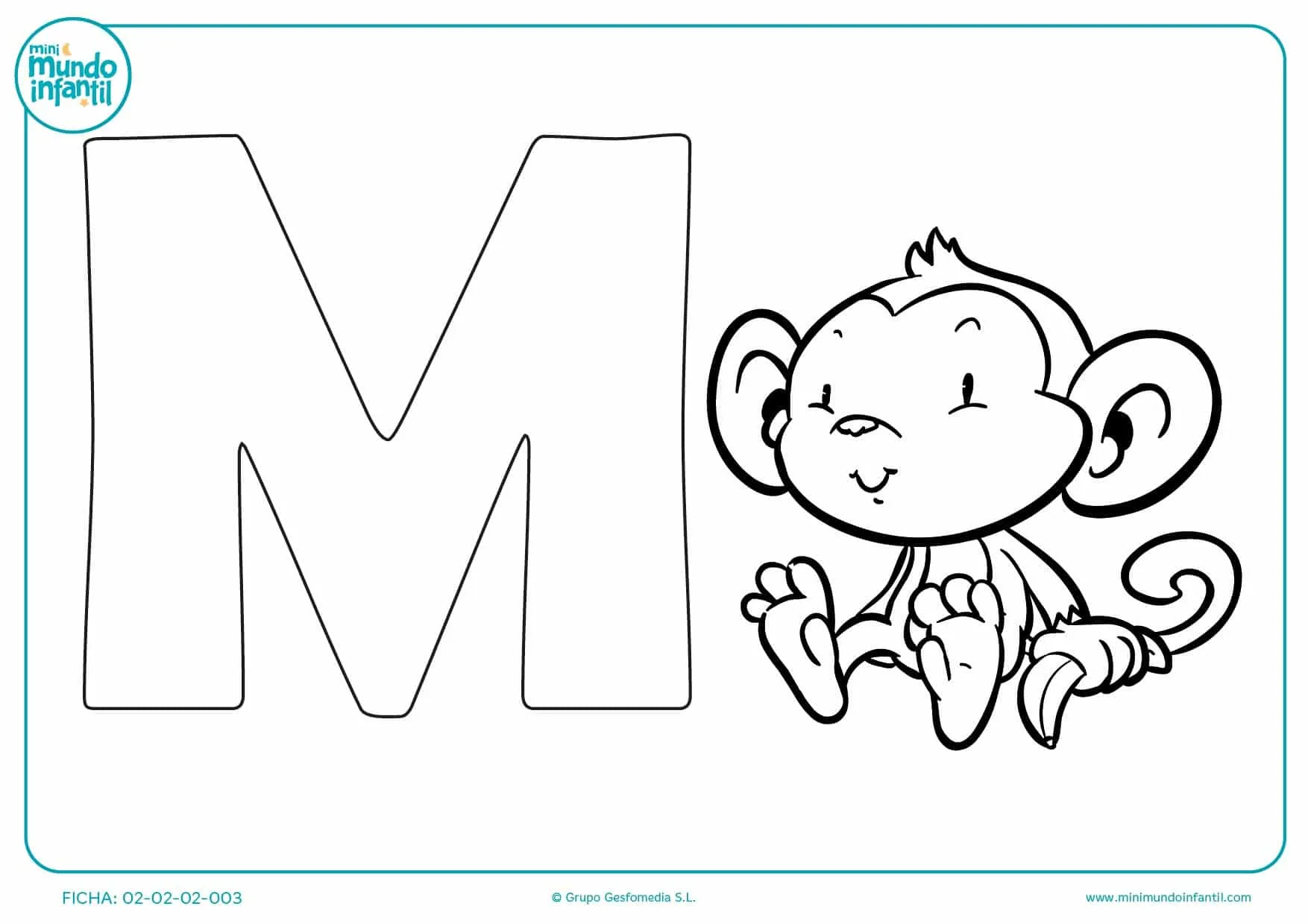 Actividad con la letra M de mono para niños de educación infantil Actividad con la letra M de mono para niños de educación infantil