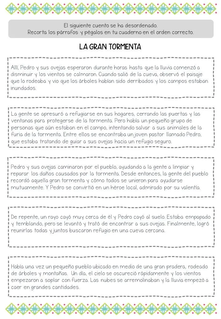 Actividad manipulativa: Cuentos desordenados Actividad manipulativa: Cuentos desordenados
