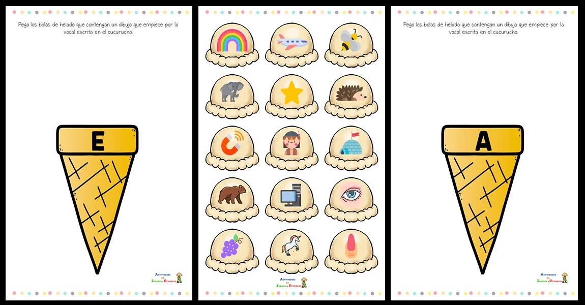Actividad manipulativa: Los helados de vocales