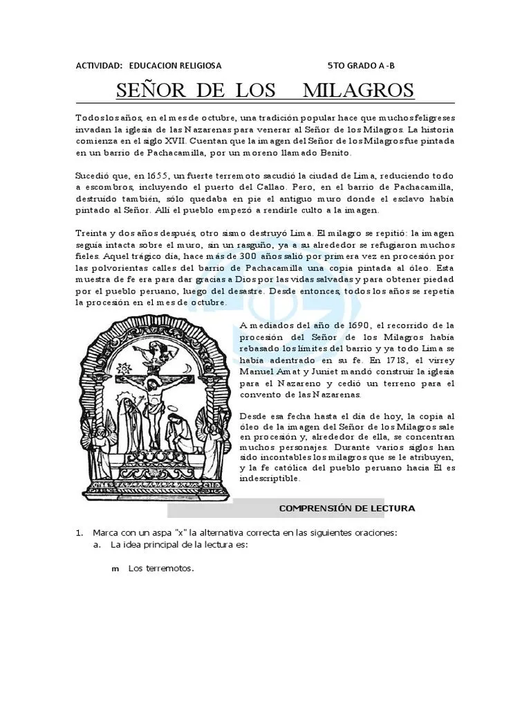 Actividad Religion Señor de Los Milagros | PDF | Religión y creencia Actividad Religion Señor de Los Milagros | PDF | Religión y creencia