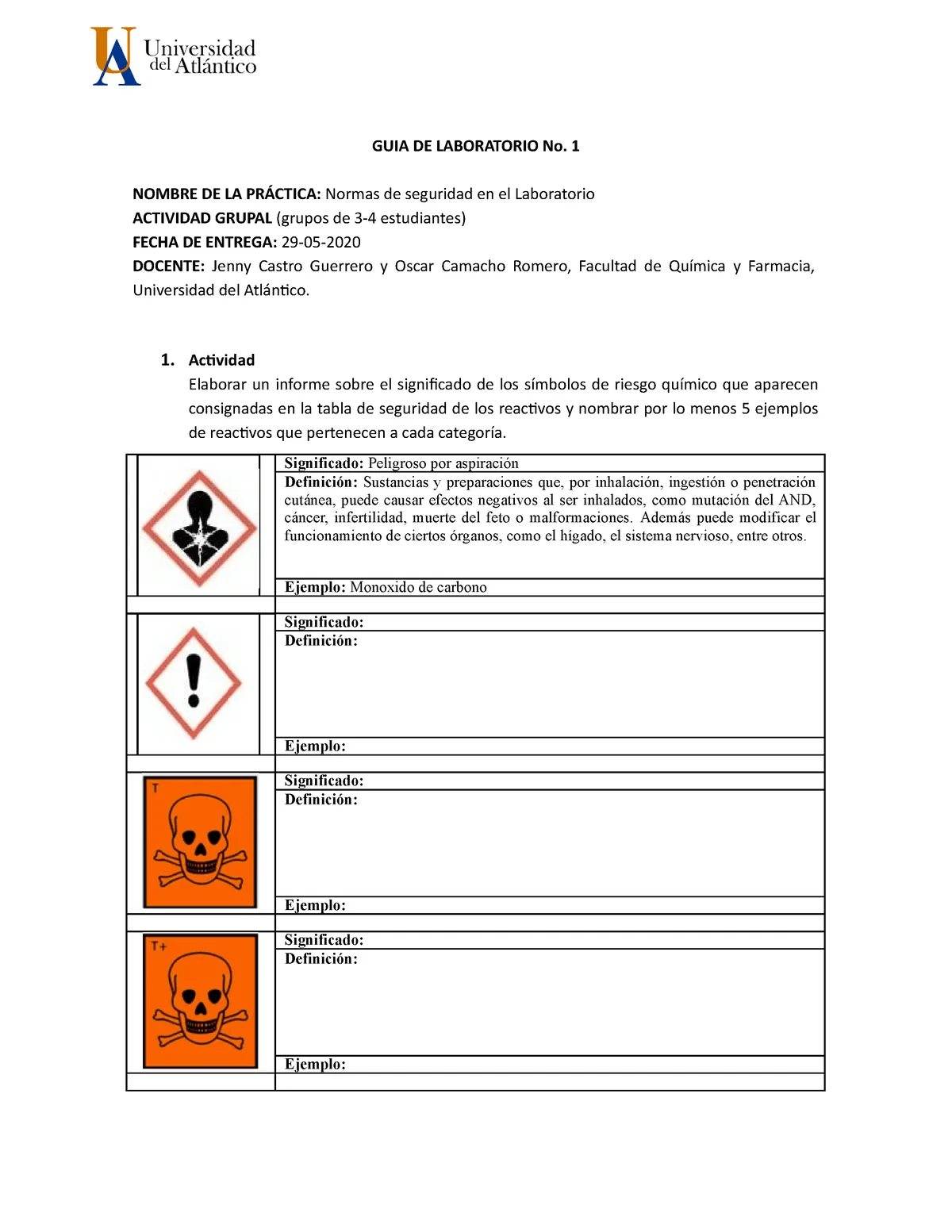 Actividad Seguridad EN EL Laboratorio - GUIA DE LABORATORIO No. 1 NOMBRE DE LA PRÁCTICA: Normas de - Studocu Actividad Seguridad EN EL Laboratorio - GUIA DE LABORATORIO No. 1 NOMBRE DE LA PRÁCTICA: Normas de - Studocu