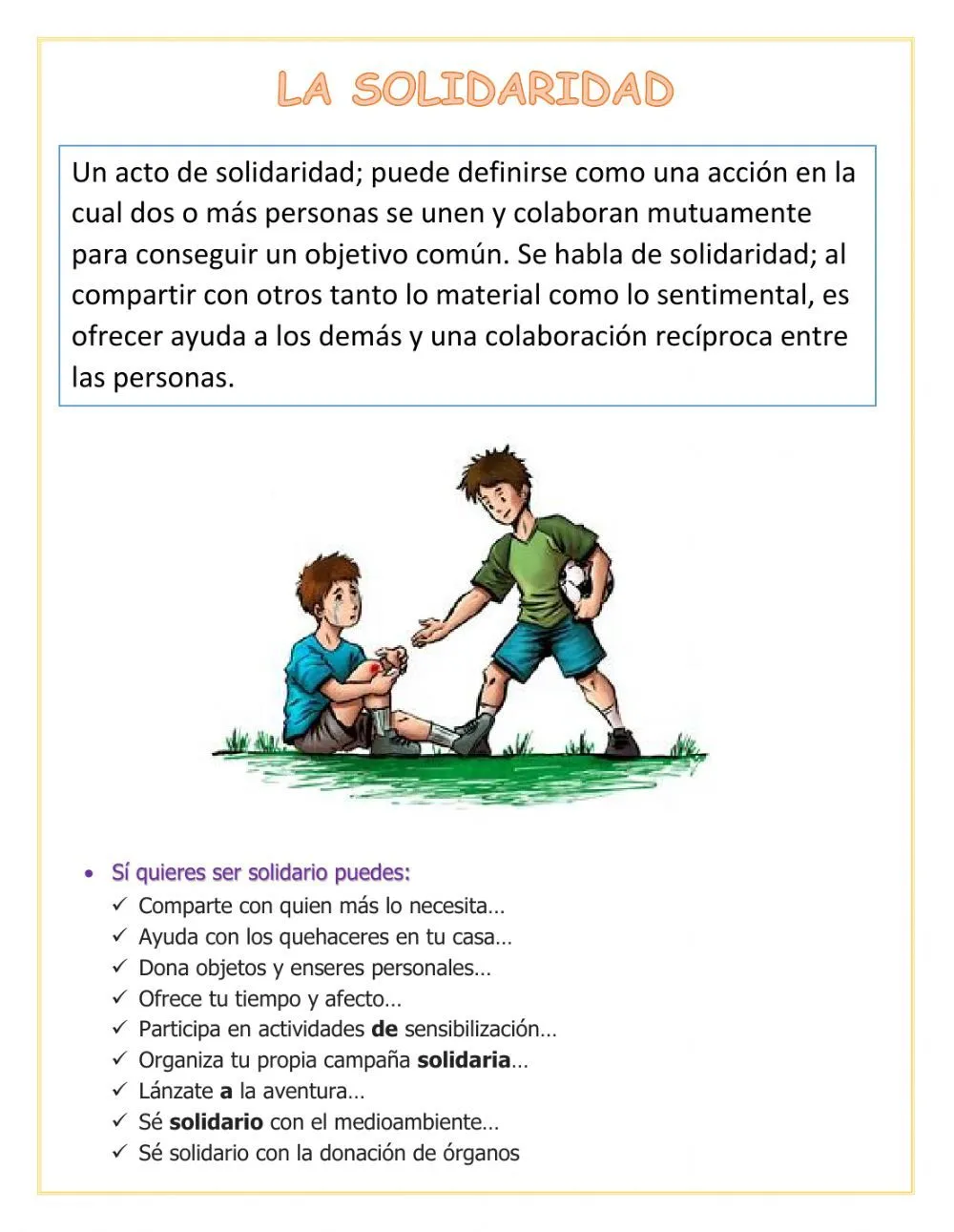 Actividad de La Solidaridad | Teachers, Workbook, School subjects Actividad de La Solidaridad | Teachers, Workbook, School subjects