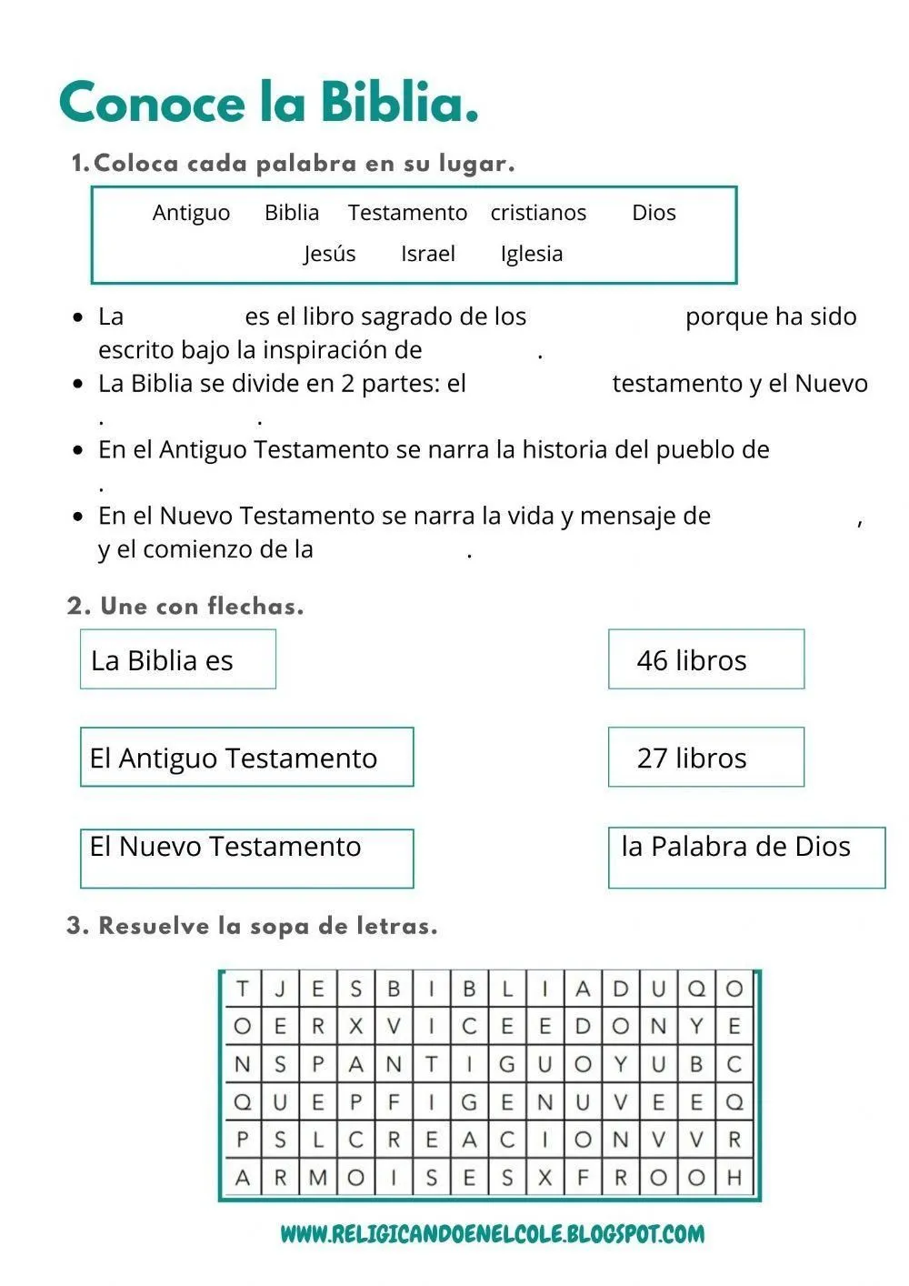 Actividades sobre la Biblia. worksheet | Live Worksheets Actividades sobre la Biblia. worksheet | Live Worksheets