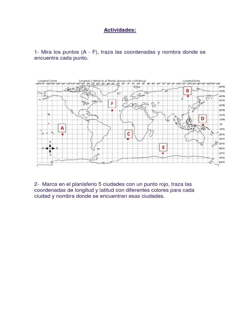 Actividades Coordenadas Geograficas | PDF | Geografía | Navegación Actividades Coordenadas Geograficas | PDF | Geografía | Navegación