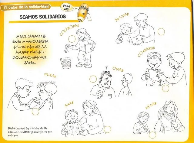 Actividades Escolares: actividades sobre valores