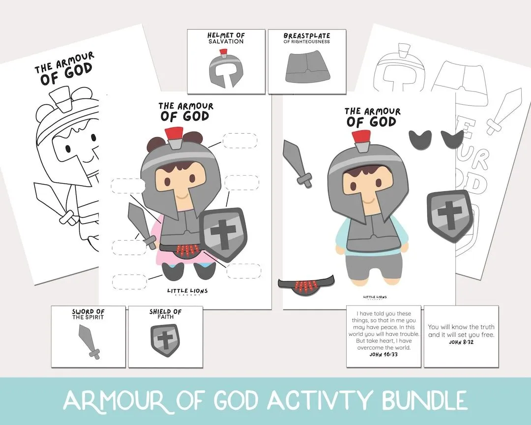 Actividades imprimibles de la Armadura de Dios Lección - Etsy México Actividades imprimibles de la Armadura de Dios Lección - Etsy México