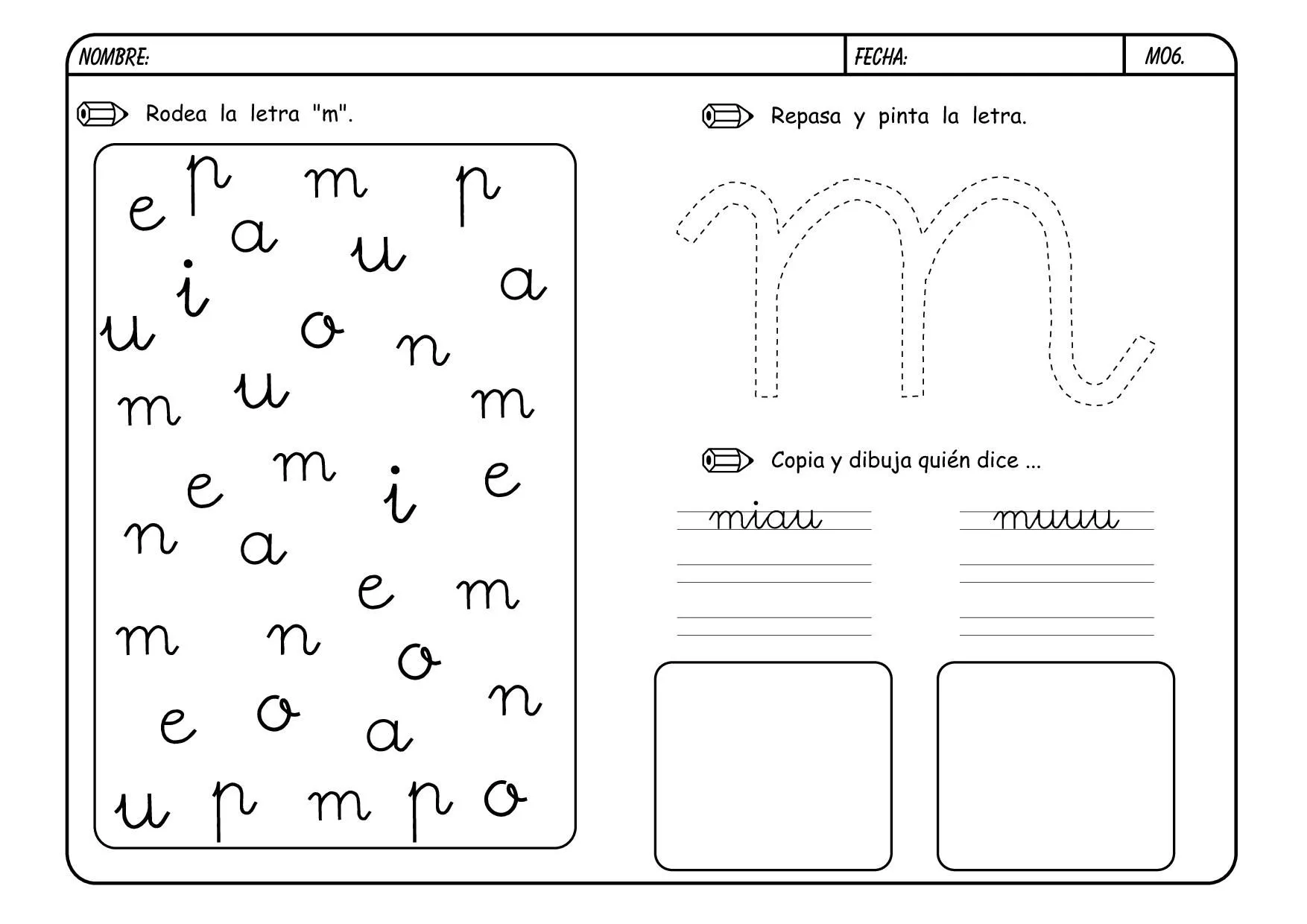 actividades de la letra m Colouring Pages