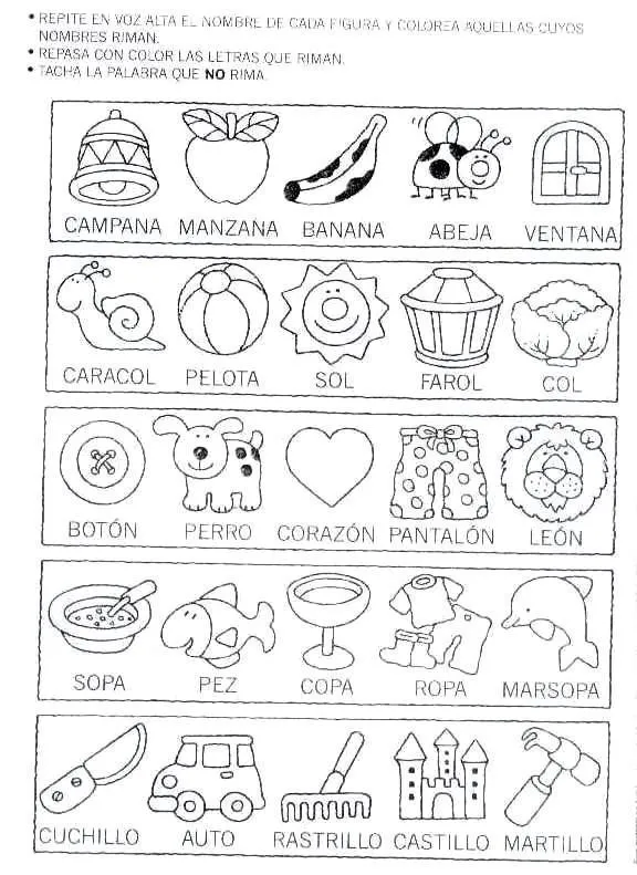 Ejercicios de rimas para niños de primaria - Imagui