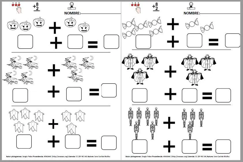 Actividades de Matemáticas para Halloween | ARASAAC: Materiales CAA