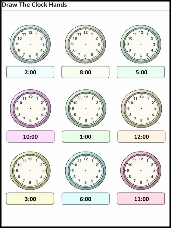 Actividades para niños de inicial Pon las agujas del reloj 15 Actividades para niños de inicial Pon las agujas del reloj 15