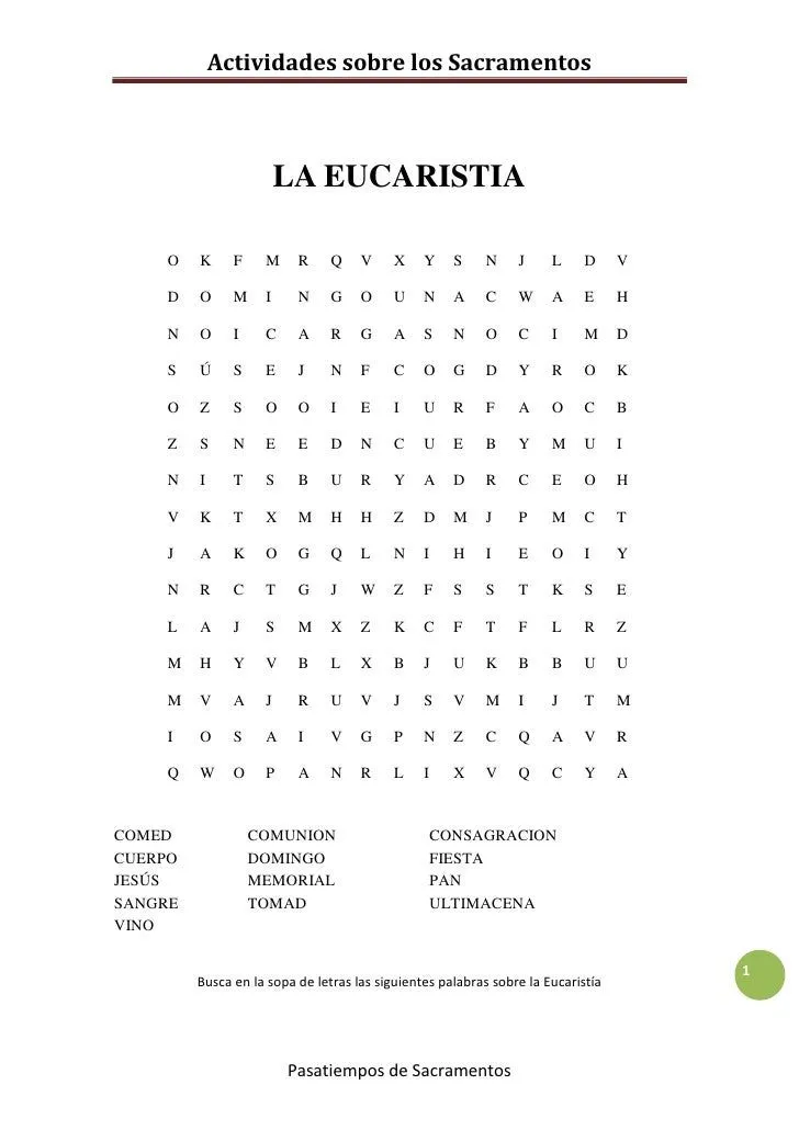 Actividades sobre los Sacramentos