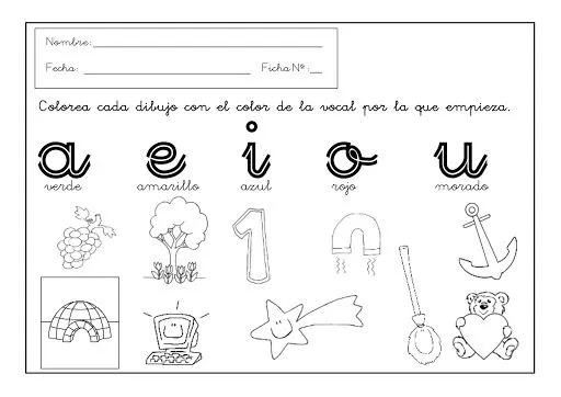 Ejercicios para colorear vocales - Imagui