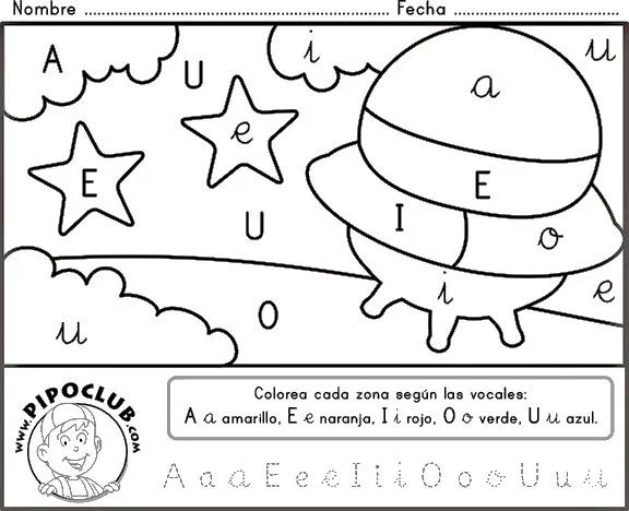 Ejercicios con las vocales inicial para colorear - Imagui