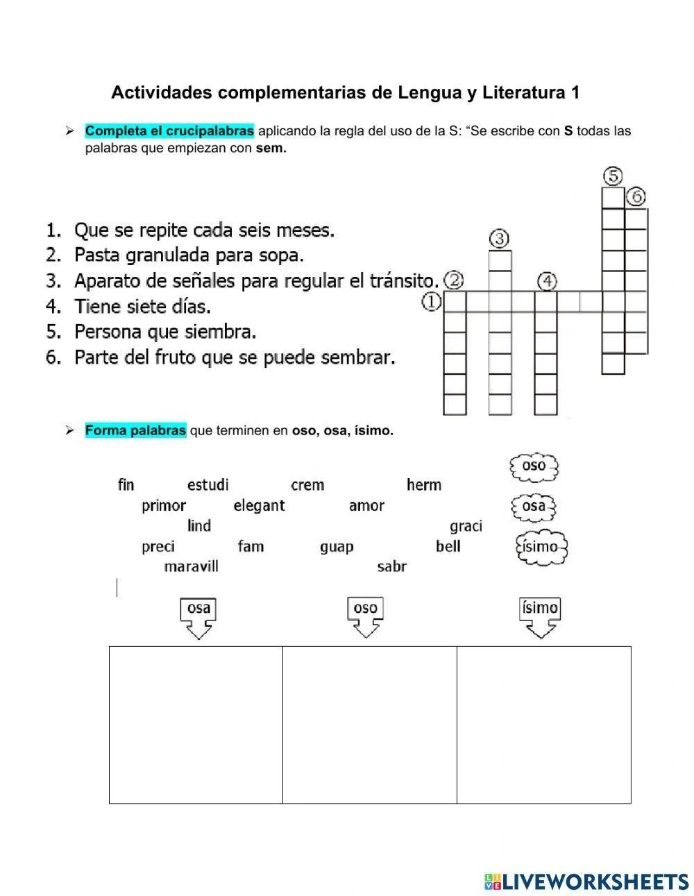 Uso de la S activity | Live Worksheets