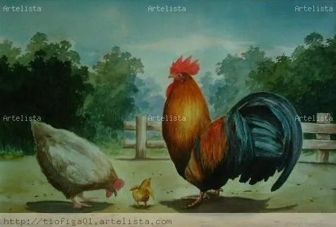 Gallo y gallina enamorados - Imagui