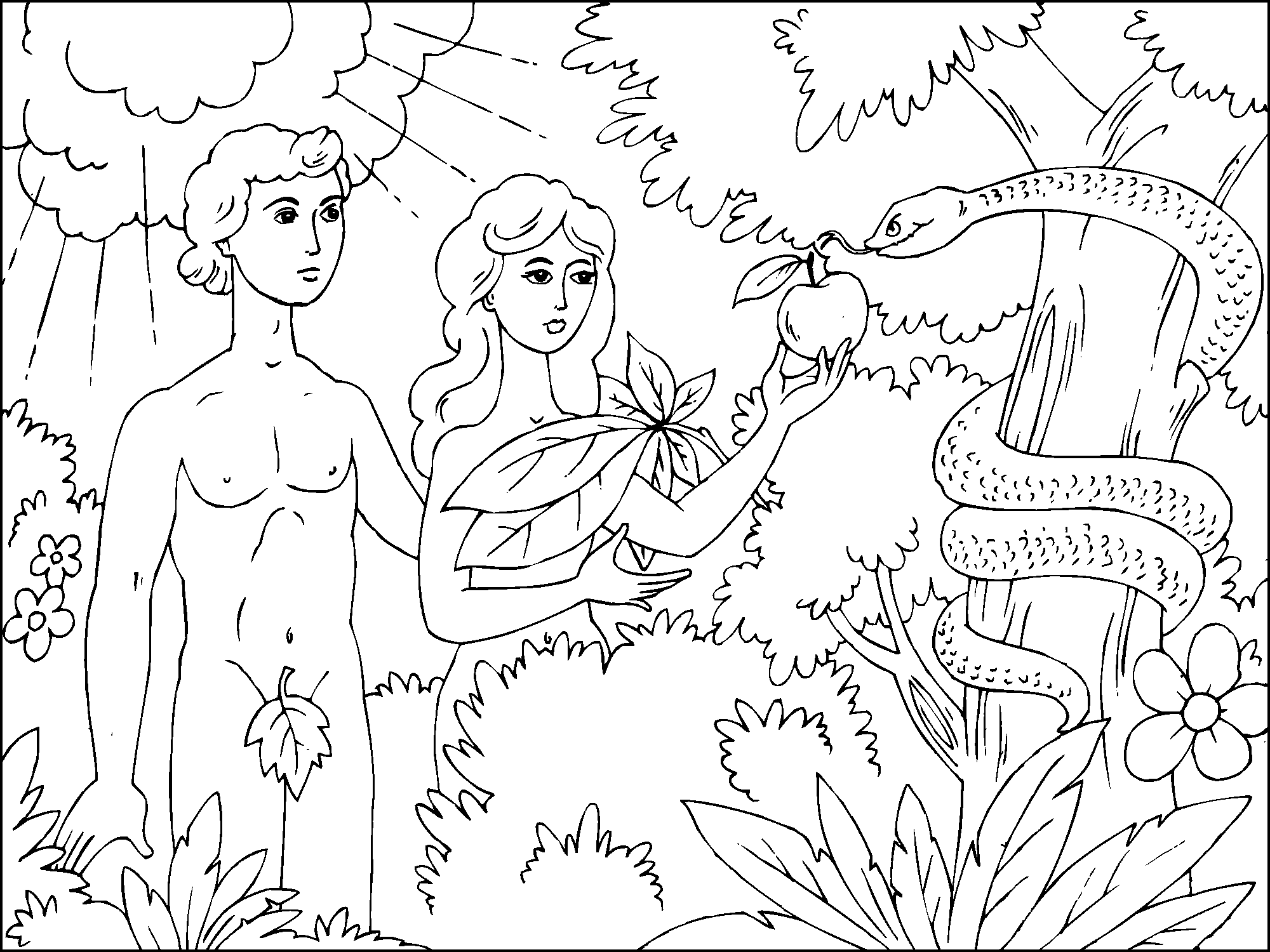 Adan y Eva en el paraiso Colouring Pages (page 2)