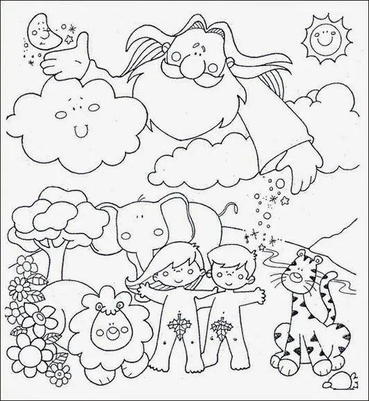 Adán y Eva para colorear ~ Dibujos para Niños | Adán y Eva | Pinterest