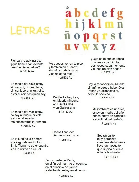ADIVINANZAS DE LETRAS | Leyendo leyendo, disfruto y aprendo ADIVINANZAS DE LETRAS | Leyendo leyendo, disfruto y aprendo