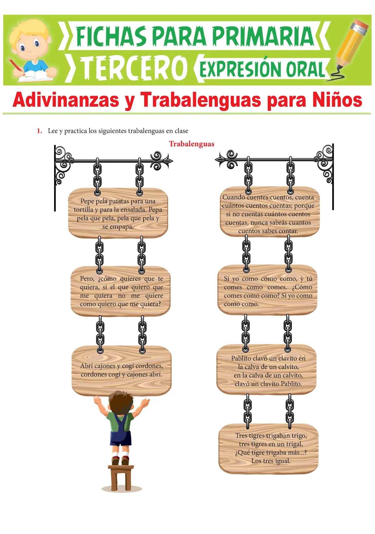 Adivinanzas-y-Trabalenguas-para-Niños-para-Tercer-Grado-de-Primaria - Lee y  practica los siguientes - Studocu