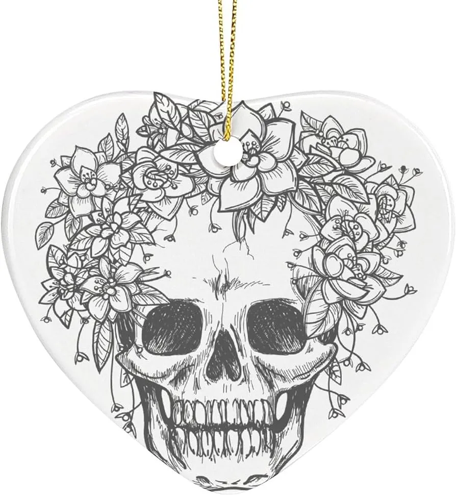 Adorno coleccionable de corazón de Navidad para mujer, recuerdo festivo,  calavera muerta con dibujo de flores de rosa : Amazon.com.mx: Hogar y Cocina