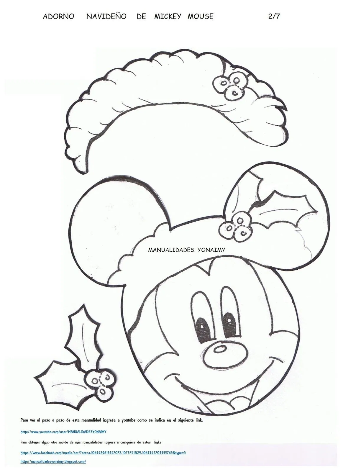 ADORNO NAVIDEÑO DE MICKEY MOUSE ... | Minnie navideña, Manualidades  yonaimy, Molde de mickey mouse