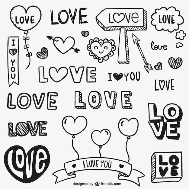 Adornos de amor dibujados a mano | Descargar Vectores gratis