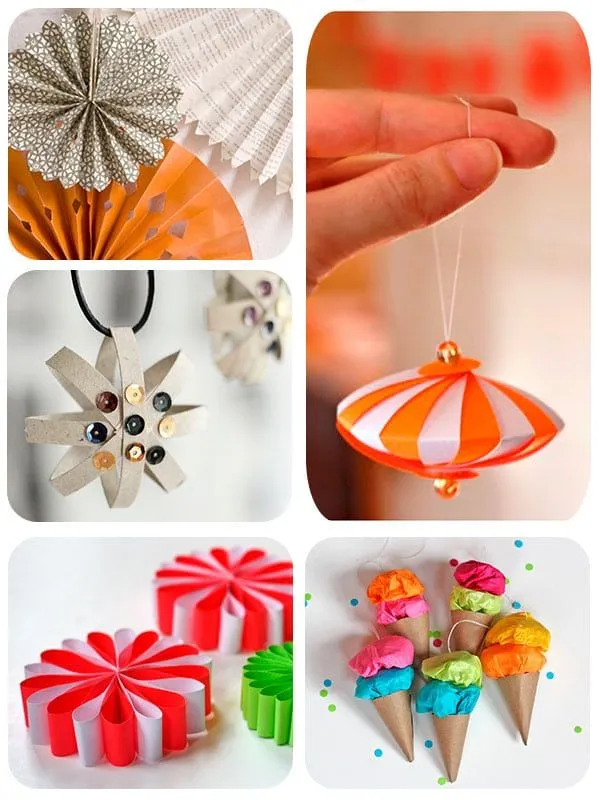 5 adornos caseros de papel para el árbol de Navidad 5 adornos caseros de papel para el árbol de Navidad