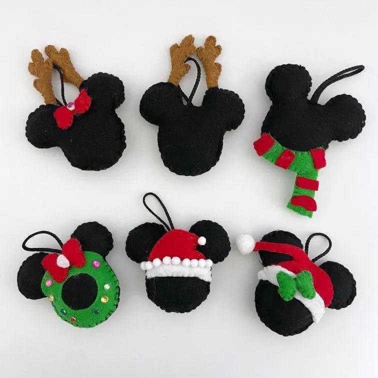 Adornos de fieltro de Mickey Mouse de Navidad Decoraciones de - Etsy España