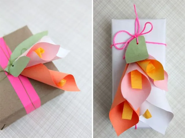Cómo envolver regalos con flores de papel - Manualidades de papel ... Cómo envolver regalos con flores de papel - Manualidades de papel ...