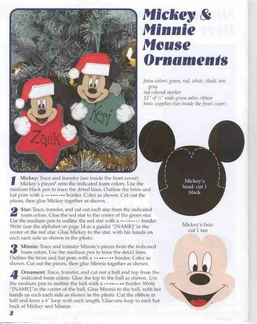 Adornos de Mickey para el Arbolito de Navidad - Todo en Goma Eva
