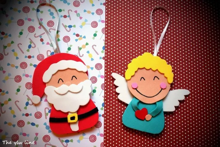 santa y angel goma eva para colgar en arbol | Fofuchas....Ideas en ...