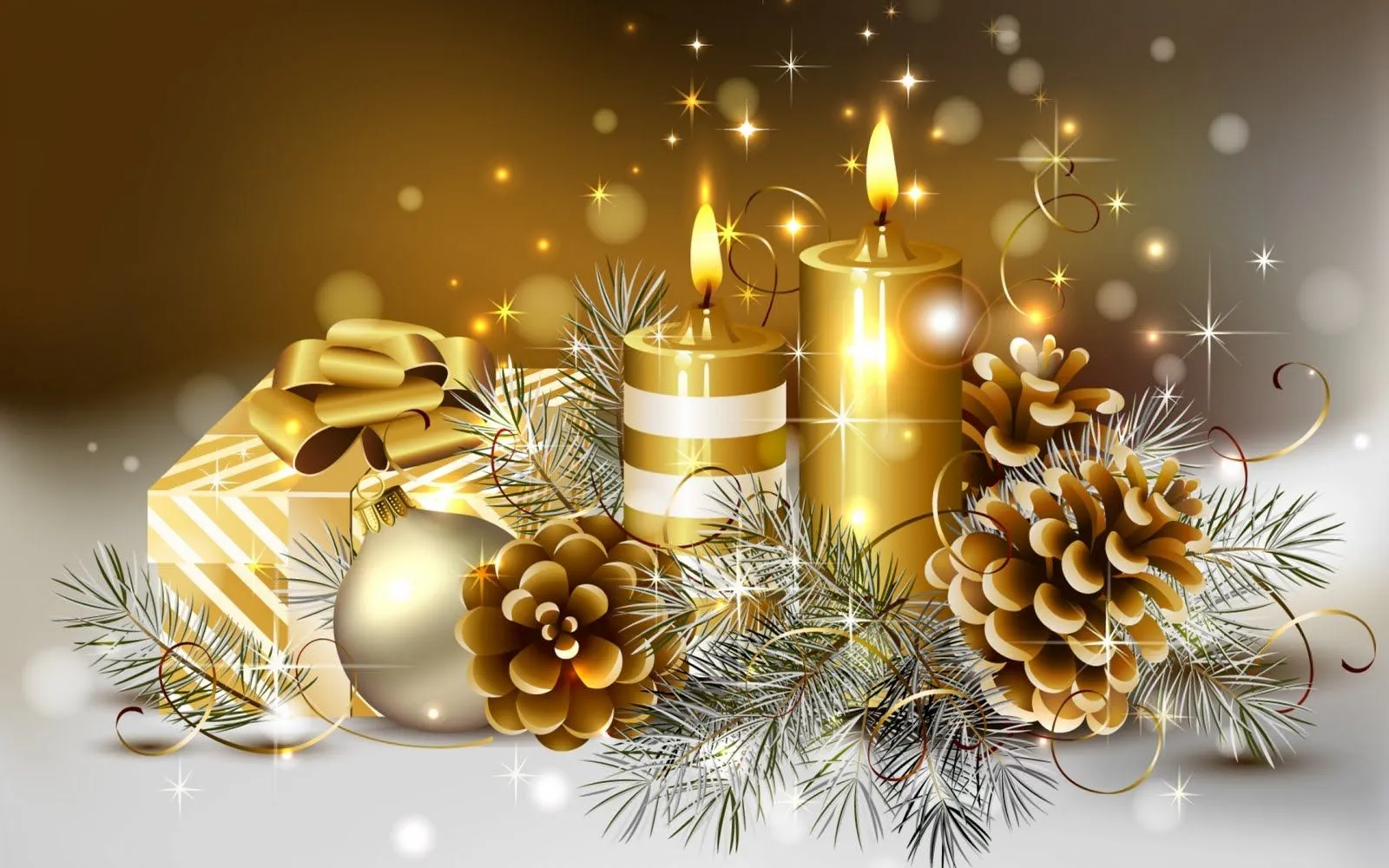Adornos navideños en color dorado - Fondos para Navidad | Banco de ...