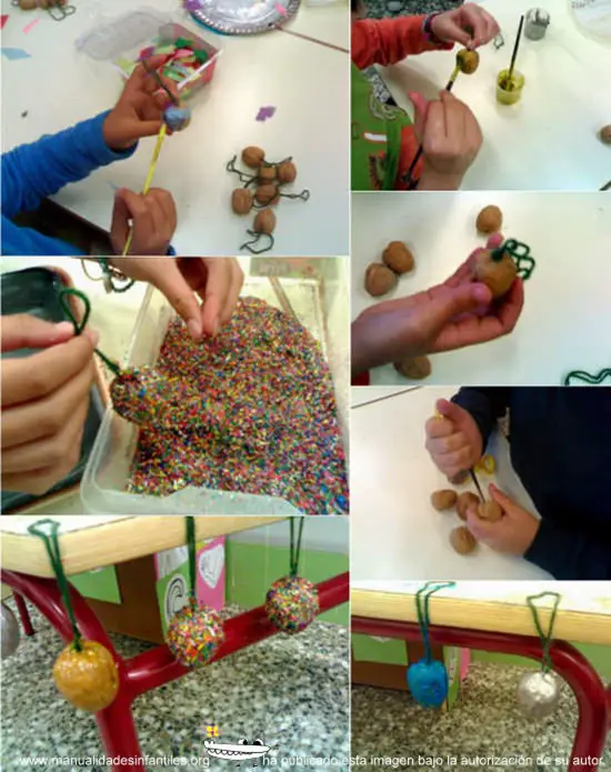 Adornos navideños con nueces - Manualidades Infantiles Adornos navideños con nueces - Manualidades Infantiles