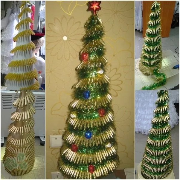 Adornos navideños reciclados - Árbol de Navidad con pasta ... Adornos navideños reciclados - Árbol de Navidad con pasta ...