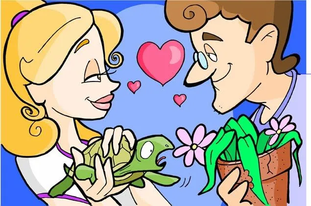 AdrianaCanizo- Ilustracion: enamorados y tortuga AdrianaCanizo- Ilustracion: enamorados y tortuga